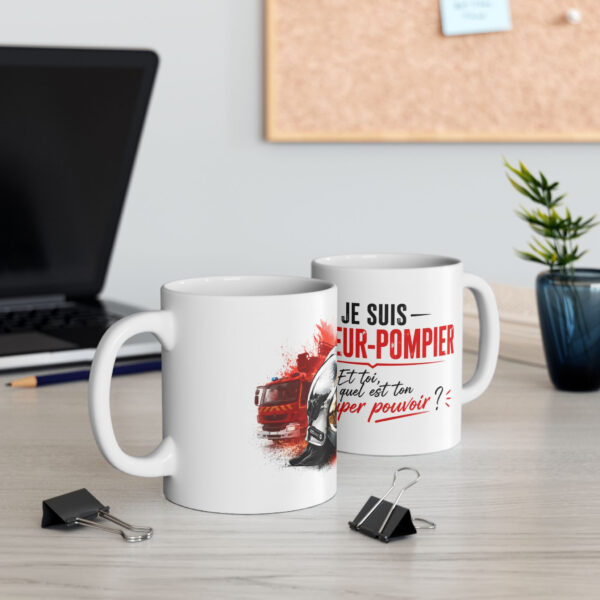 Mug Pompier super pouvoir. Une exclusivité pour notre boutique pompier