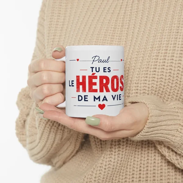 Mug Pompier et héro de ma vie. Une exclusivité pour la boutique des pompiers