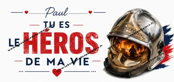 Mug Pompier et héro de ma vie. Une exclusivité pour la boutique des pompiers