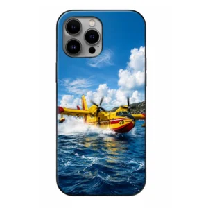Coque téléphone Iphone et samsung avec canadair de la Sécurité Civile en train d'écoper