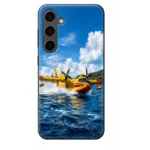 Coque téléphone Iphone et samsung avec canadair de la Sécurité Civile en train d'écoper
