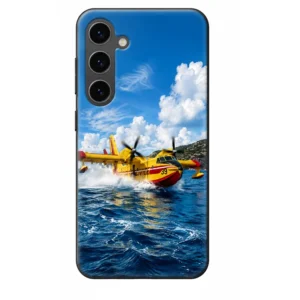 Coque téléphone Iphone et samsung avec canadair de la Sécurité Civile en train d'écoper