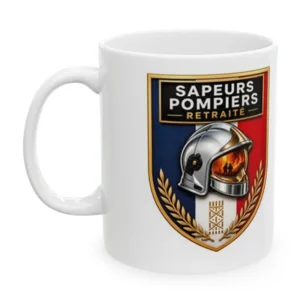 Mug écusson pompier retraité personnalisé