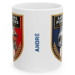 Mug écusson pompier retraité personnalisé