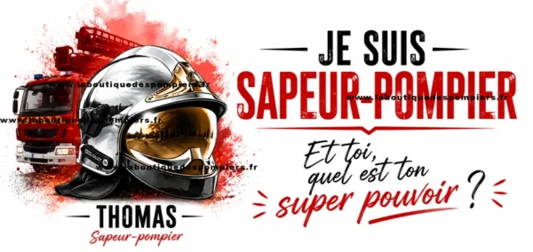 Mug Pompier super pouvoir. Une exclusivité pour notre boutique pompier