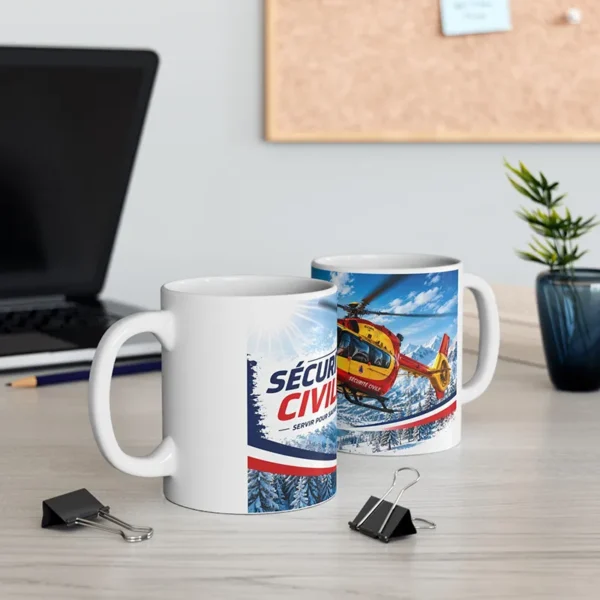 Mug EC 145 sécurité civile pour la boutique des pompiers