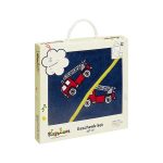 coffret cadeau pompier avec serviette cape pompier et gant de toilette pompiers
