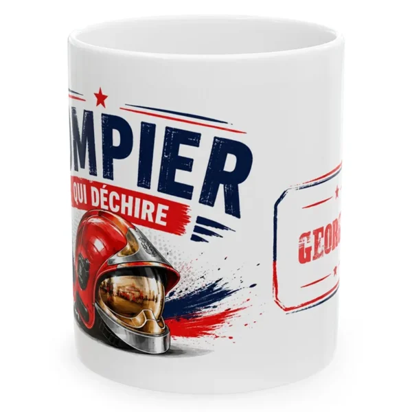 mug pompier qui déchire personnalisé
