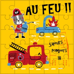 Puzzle pompiers Chat