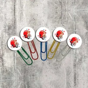 Lot de 5 trombones sur le thème des pompiers. Peut également servir de marque page.