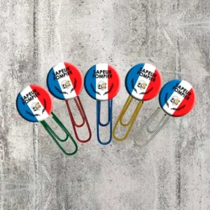 Lot de 5 trombones sur le thème des pompiers. Peut également servir de marque page.