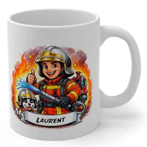 Mug pompier style cartoon - bandes dessinées en exclusité pour la boutique des pompiers