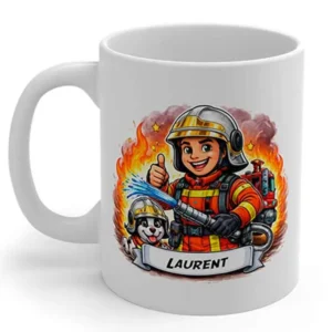 Mug pompier style cartoon - bandes dessinées en exclusité pour la boutique des pompiers
