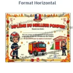Diplôme du meilleur pompier. Idéal pour les Journées Portes Ouvertes à la caserne.