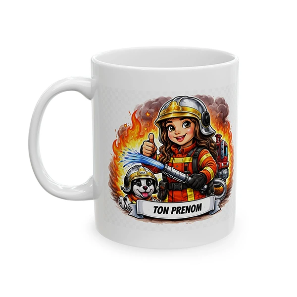 Mug pompiere cartoon Mug pompière style cartoon - bandes dessinées