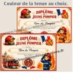 Diplôme du jeune pompier pour les journées portes ouvertes de votre CS
