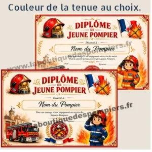 Diplôme du jeune pompier pour les journées portes ouvertes de votre CS