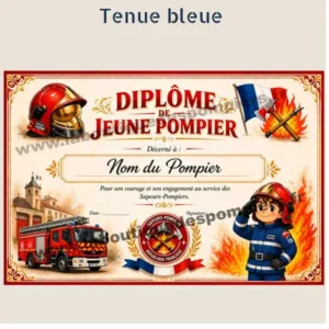 Diplôme du jeune pompier pour les journées portes ouvertes de votre CS