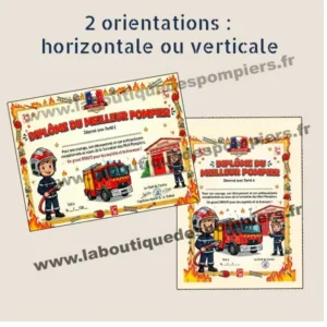 Diplôme du meilleur pompier. Idéal pour les Journées Portes Ouvertes à la caserne.