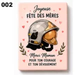 Magnet pompier sur le thème de la fête des mères. A offrir à une maman pompière.