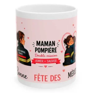 Mug Fête des mères pompiers - Mon héroine avec petit garçon