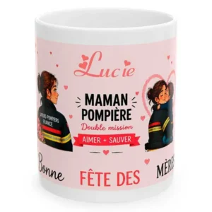 Mug Fête des mères pompiers - Mon héroine avec petit garçon