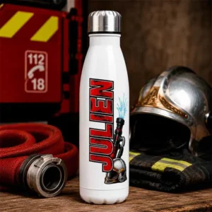 Gourde bouteille isotherme pompiers de la Team anti-deshydratation. Personnalisable gratuitement.