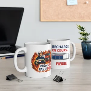 Mug pompier "pas de café, pas d'inter". Un mug humoristique pour tous les pompiers et les soldats du feu