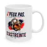 Mug pompier J'peux pas astreinte en exclusivité pour la boutique des pompiers.