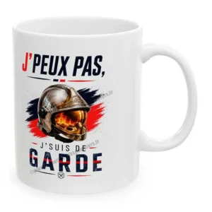 Mug pompiers j'peux pas, suis de garde - exclusivité pour la boutique des pompiers