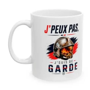 Mug pompier J'peux pas de garde en exclusivité pour la boutique des pompiers.