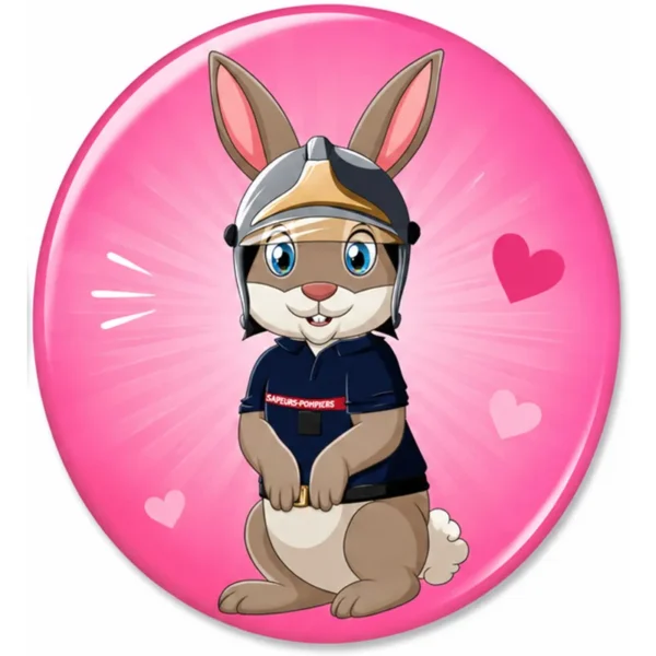 Badge Pompélo Octobre Rose pour sapeurs pompiers