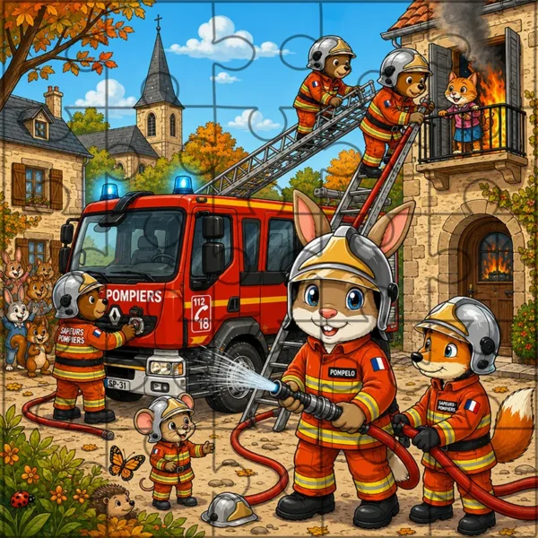 Puzzle Pompélo Incendie, secours à personne. Spécialité Incendiepour les soldats du feu et les pompiers