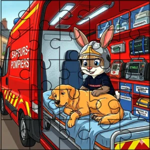 Puzzle Pompélo VSAV, secours à personne. Spécialité VSAV pour les soldats du feu et les pompiers