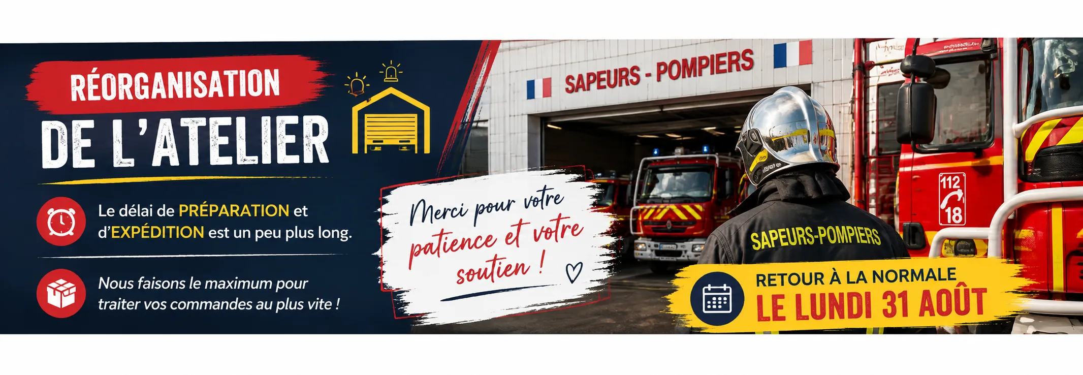 atelier en réorganisation La Boutique des pompiers