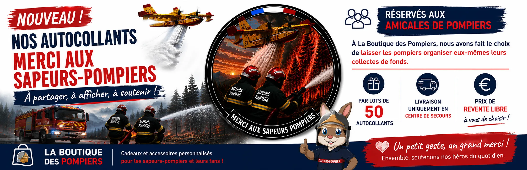 Autocollants merci aux pompiers