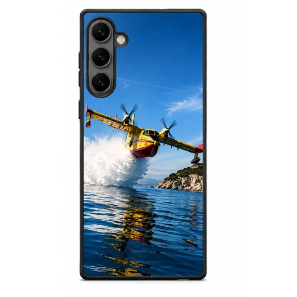Coque téléphone Iphone et samsung avec canadair de la Sécurité Civile en train d'écoper