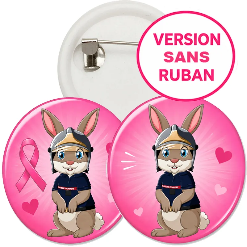 version-sans-ruban Badge Pompélo Octobre Rose pour sapeurs pompiers