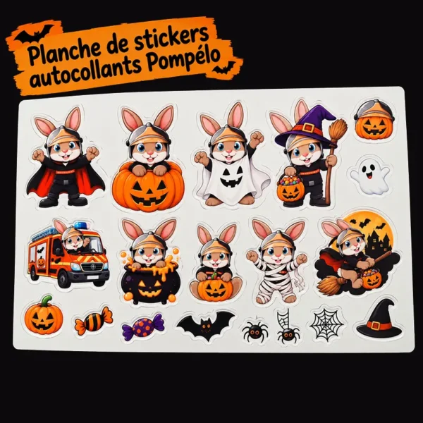 autocollants stickers halloween theme pompiers