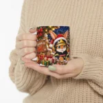 Mug lapin pompier Pompélo devant un VSAV. Un cadeau à offrir à Noël.