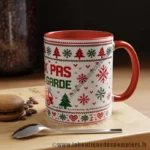 Mug de Noël sur le thème des sapeurs pompiers. Type pull moche de noël