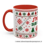 Mug de Noël sur le thème des sapeurs pompiers. Type pull moche de noël