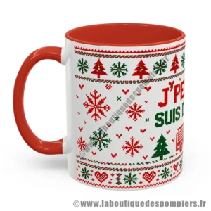 Mug de Noël sur le thème des sapeurs pompiers. Type pull moche de noël