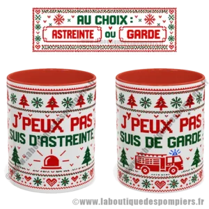 Mug de Noël sur le thème des sapeurs pompiers. Type pull moche de noël