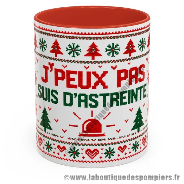 Mug de Noël sur le thème des sapeurs pompiers. Type pull moche de noël