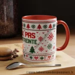 Mug de Noël sur le thème des sapeurs pompiers. Type pull moche de noël