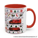 Mug moche de Noël sur le thème des sapeurs pompiers. personnalisation offerte.