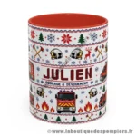 Mug moche de Noël sur le thème des sapeurs pompiers. personnalisation offerte.
