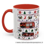 Mug moche de Noël sur le thème des sapeurs pompiers. personnalisation offerte.