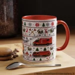 Mug moche de Noël sur le thème des sapeurs pompiers. personnalisation offerte.